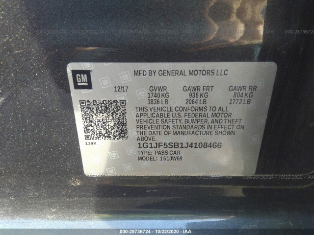 Photo 8 VIN: 1G1JF5SB1J4108466 - CHEVROLET SONIC 