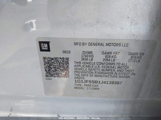 Photo 8 VIN: 1G1JF5SB1J4138387 - CHEVROLET SONIC 