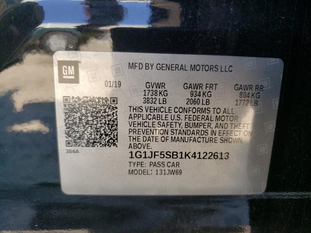 Photo 9 VIN: 1G1JF5SB1K4122613 - CHEVROLET SONIC PREM 