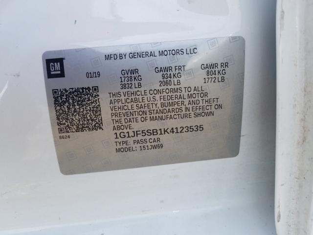 Photo 9 VIN: 1G1JF5SB1K4123535 - CHEVROLET SONIC PREM 