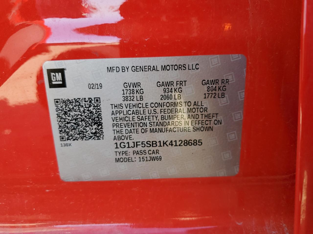 Photo 11 VIN: 1G1JF5SB1K4128685 - CHEVROLET SONIC 