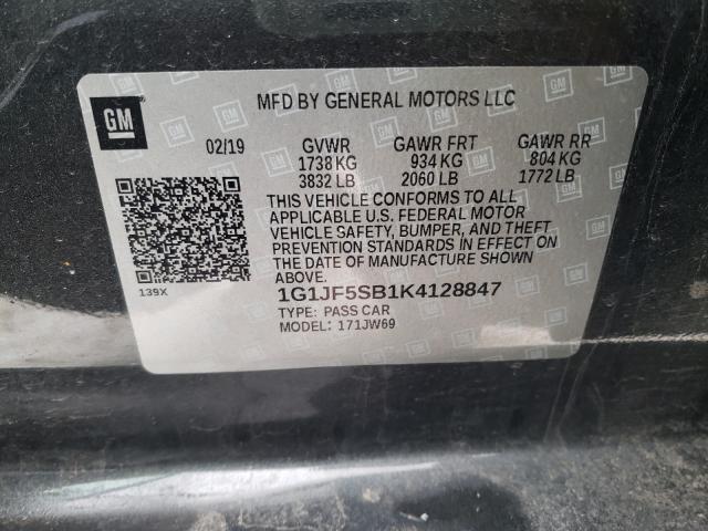 Photo 9 VIN: 1G1JF5SB1K4128847 - CHEVROLET SONIC PREM 