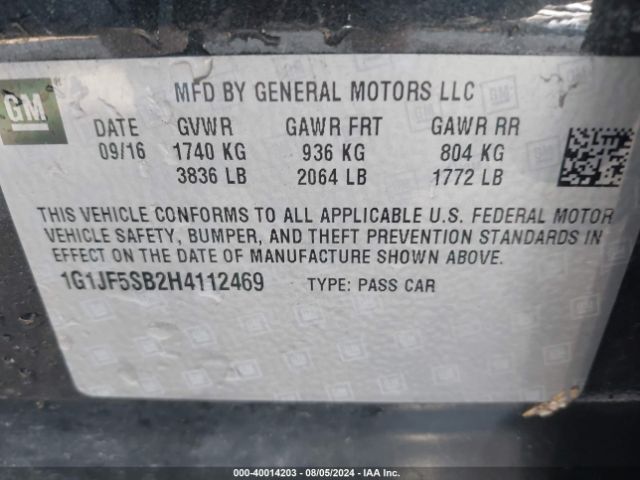 Photo 8 VIN: 1G1JF5SB2H4112469 - CHEVROLET SONIC 