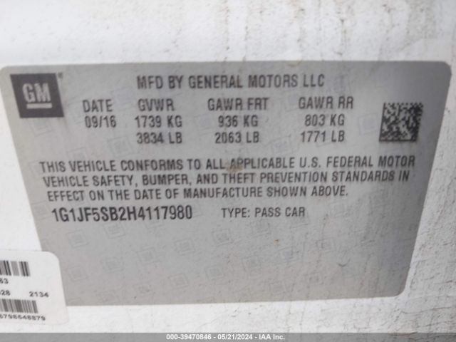 Photo 8 VIN: 1G1JF5SB2H4117980 - CHEVROLET SONIC 