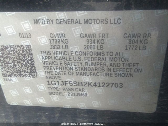 Photo 8 VIN: 1G1JF5SB2K4122703 - CHEVROLET SONIC 