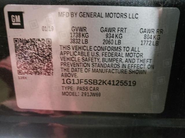 Photo 9 VIN: 1G1JF5SB2K4125519 - CHEVROLET SONIC PREM 