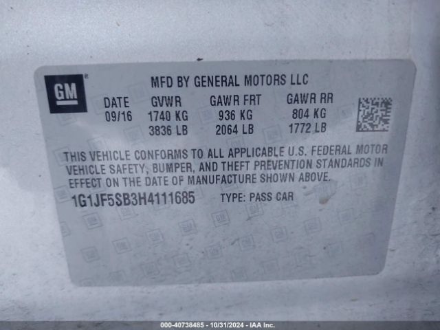 Photo 8 VIN: 1G1JF5SB3H4111685 - CHEVROLET SONIC 