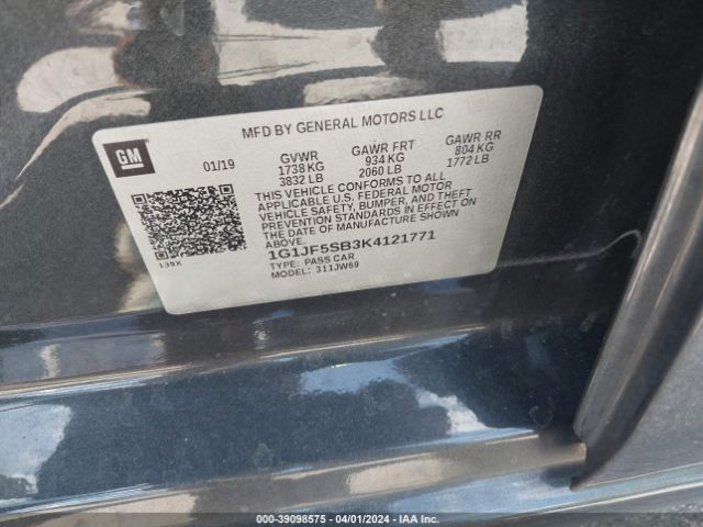 Photo 8 VIN: 1G1JF5SB3K4121771 - CHEVROLET SONIC 