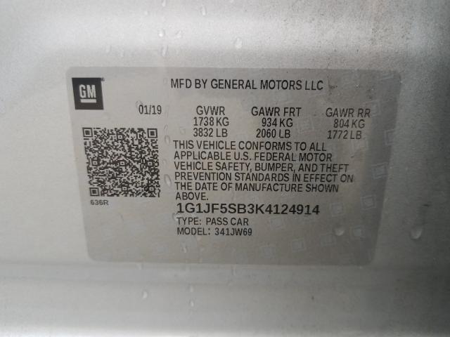 Photo 9 VIN: 1G1JF5SB3K4124914 - CHEVROLET SONIC PREM 