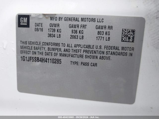 Photo 8 VIN: 1G1JF5SB4H4110285 - CHEVROLET SONIC 