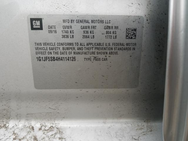 Photo 9 VIN: 1G1JF5SB4H4114126 - CHEVROLET SONIC PREM 