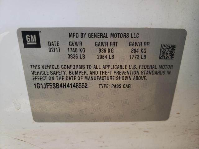 Photo 9 VIN: 1G1JF5SB4H4148552 - CHEVROLET SONIC PREM 