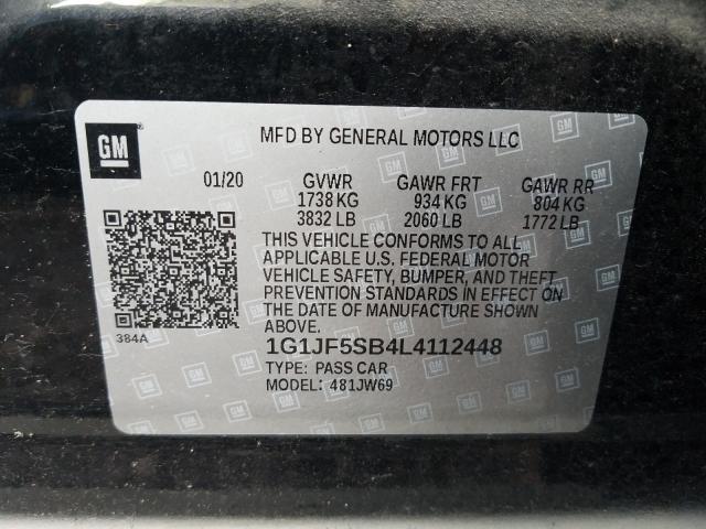 Photo 9 VIN: 1G1JF5SB4L4112448 - CHEVROLET SONIC PREM 