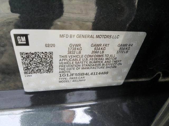 Photo 9 VIN: 1G1JF5SB4L4114488 - CHEVROLET SONIC PREM 