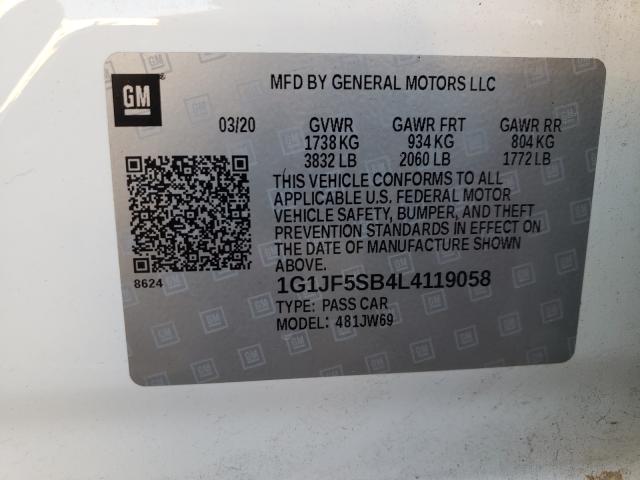 Photo 9 VIN: 1G1JF5SB4L4119058 - CHEVROLET SONIC PREM 