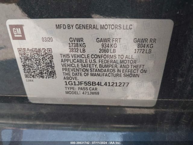 Photo 8 VIN: 1G1JF5SB4L4121277 - CHEVROLET SONIC 