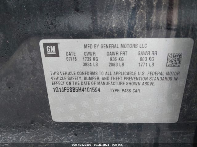 Photo 8 VIN: 1G1JF5SB5H4101594 - CHEVROLET SONIC 