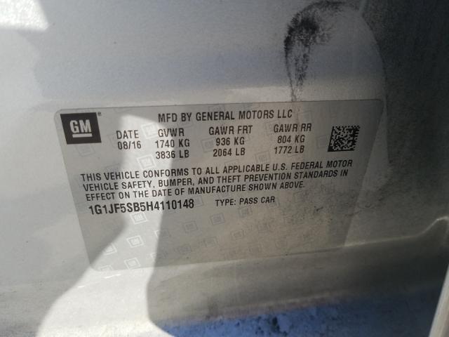 Photo 9 VIN: 1G1JF5SB5H4110148 - CHEVROLET SONIC PREM 