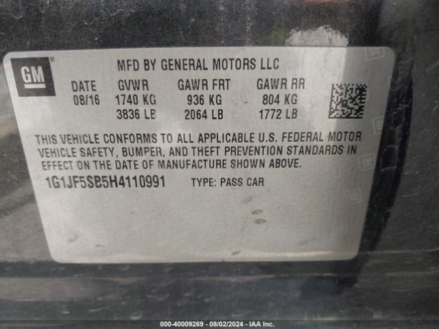 Photo 8 VIN: 1G1JF5SB5H4110991 - CHEVROLET SONIC 