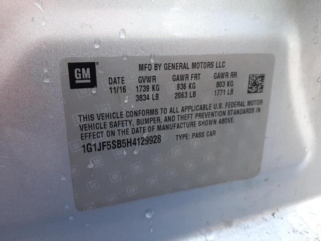 Photo 11 VIN: 1G1JF5SB5H4129928 - CHEVROLET SONIC PREM 