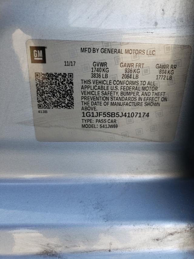 Photo 9 VIN: 1G1JF5SB5J4107174 - CHEVROLET SONIC PREM 