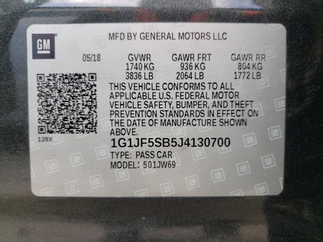 Photo 9 VIN: 1G1JF5SB5J4130700 - CHEVROLET SONIC PREM 