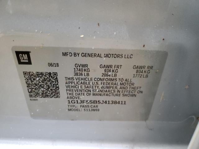 Photo 9 VIN: 1G1JF5SB5J4138411 - CHEVROLET SONIC PREM 