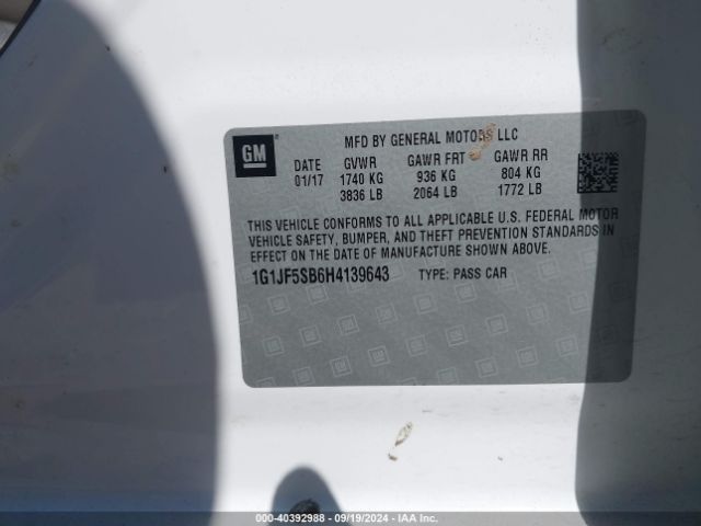 Photo 8 VIN: 1G1JF5SB6H4139643 - CHEVROLET SONIC 