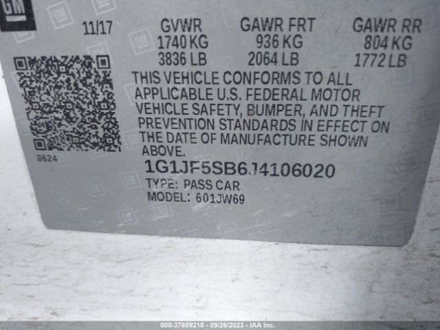 Photo 8 VIN: 1G1JF5SB6J4106020 - CHEVROLET SONIC 