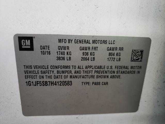 Photo 9 VIN: 1G1JF5SB7H4120583 - CHEVROLET SONIC PREM 