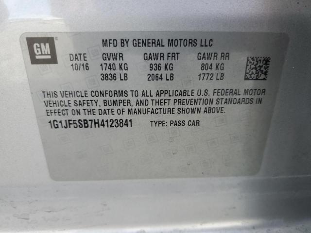 Photo 11 VIN: 1G1JF5SB7H4123841 - CHEVROLET SONIC PREM 