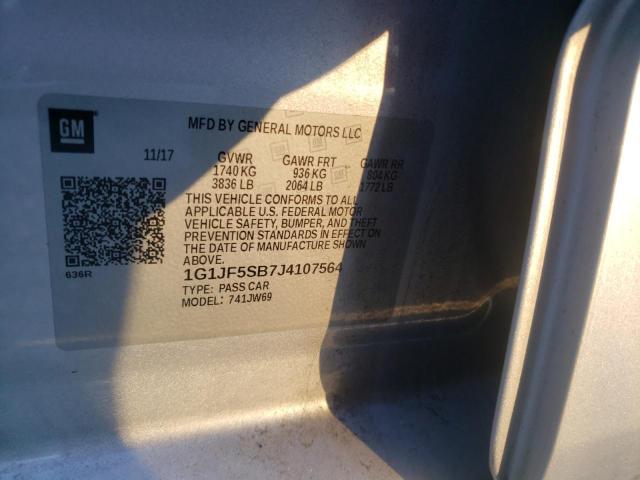 Photo 9 VIN: 1G1JF5SB7J4107564 - CHEVROLET SONIC PREM 