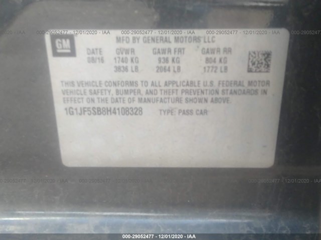 Photo 8 VIN: 1G1JF5SB8H4108328 - CHEVROLET SONIC 