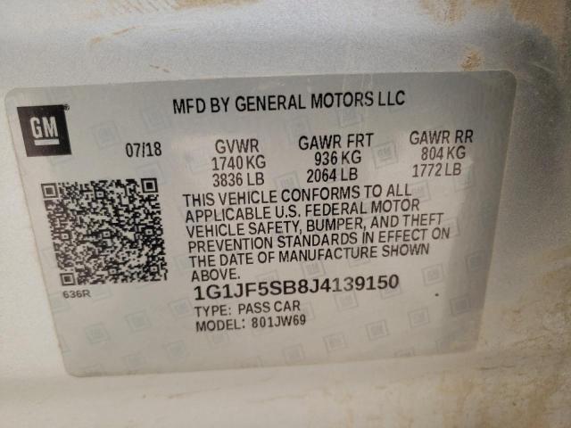 Photo 11 VIN: 1G1JF5SB8J4139150 - CHEVROLET SONIC PREM 