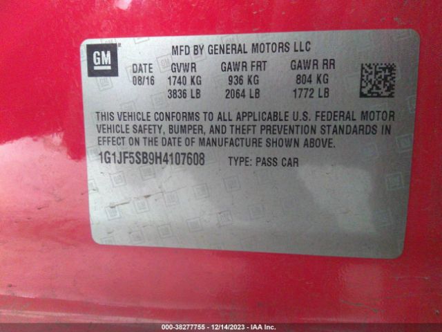 Photo 8 VIN: 1G1JF5SB9H4107608 - CHEVROLET SONIC 