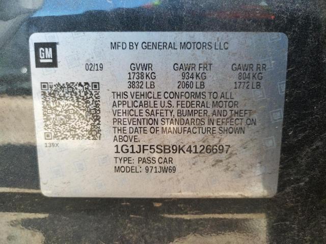 Photo 9 VIN: 1G1JF5SB9K4126697 - CHEVROLET SONIC PREM 