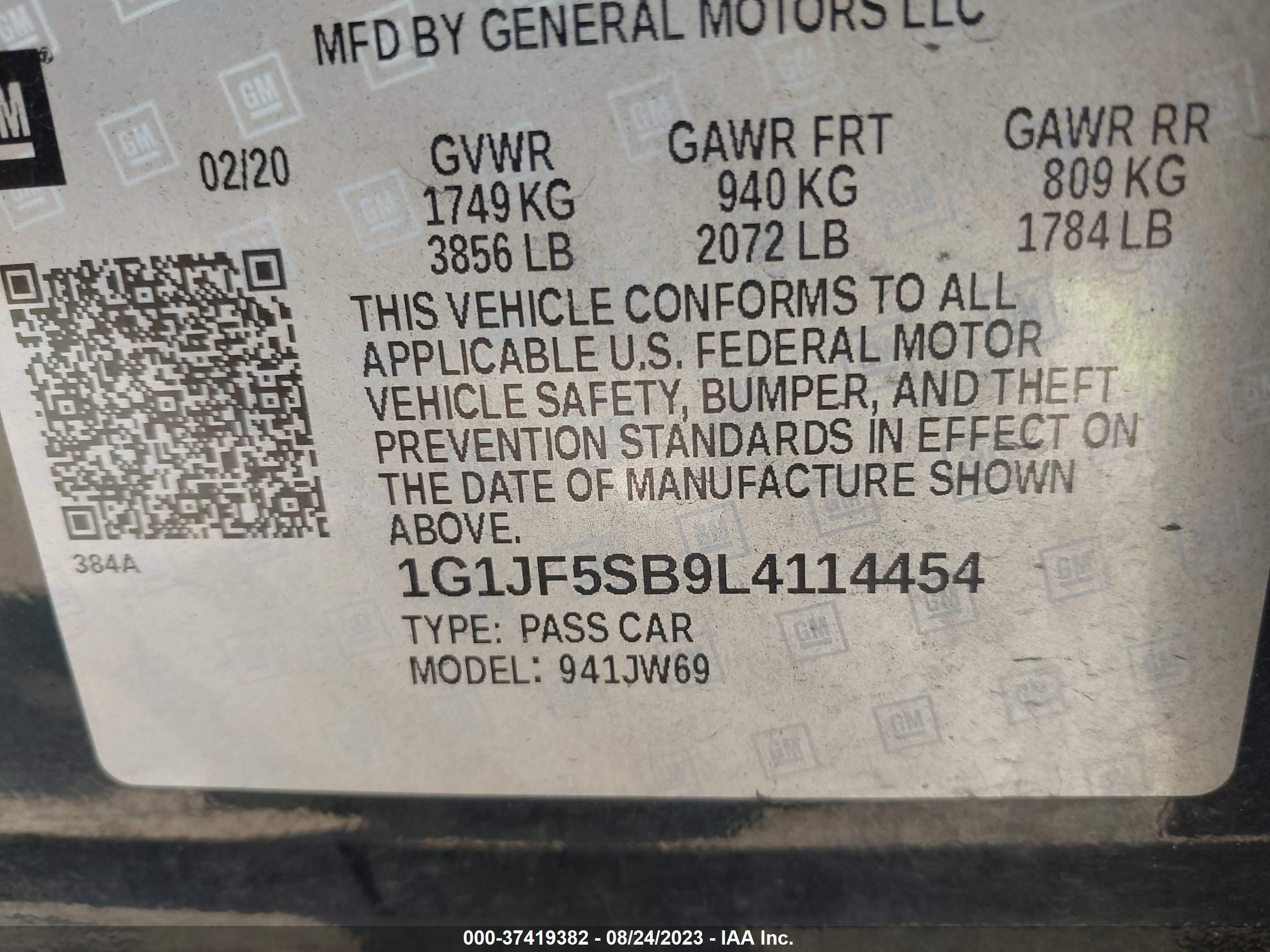 Photo 8 VIN: 1G1JF5SB9L4114454 - CHEVROLET SONIC 