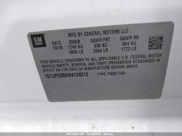 Photo 8 VIN: 1G1JF5SBXH4124210 - CHEVROLET SONIC 