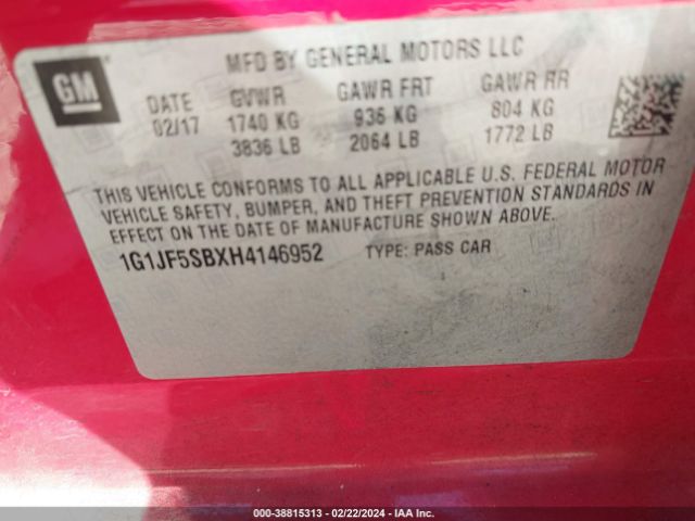 Photo 8 VIN: 1G1JF5SBXH4146952 - CHEVROLET SONIC 