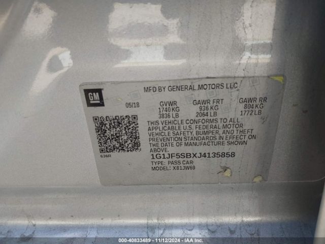 Photo 8 VIN: 1G1JF5SBXJ4135858 - CHEVROLET SONIC 