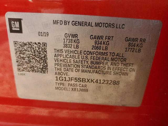 Photo 11 VIN: 1G1JF5SBXK4123288 - CHEVROLET SONIC PREM 