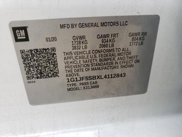 Photo 9 VIN: 1G1JF5SBXL4112843 - CHEVROLET SONIC PREM 