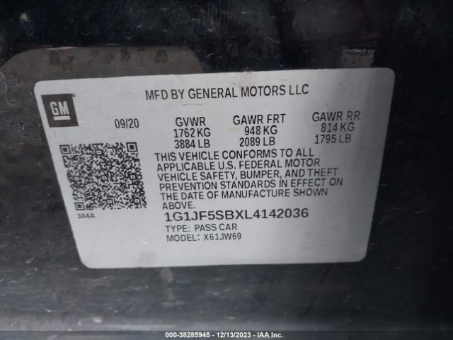 Photo 8 VIN: 1G1JF5SBXL4142036 - CHEVROLET SONIC 