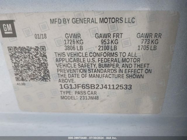 Photo 8 VIN: 1G1JF6SB2J4112533 - CHEVROLET SONIC 