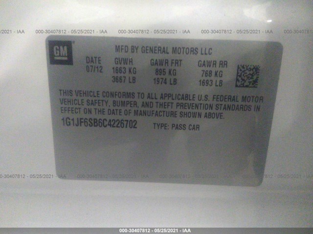 Photo 8 VIN: 1G1JF6SB6C4226702 - CHEVROLET SONIC 