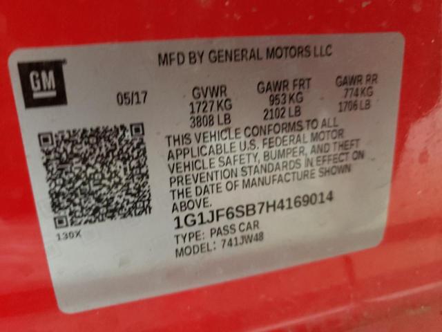 Photo 11 VIN: 1G1JF6SB7H4169014 - CHEVROLET SONIC 