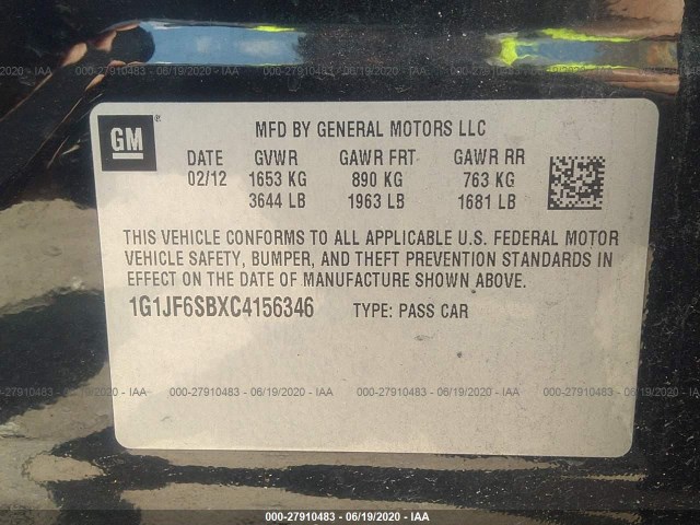 Photo 8 VIN: 1G1JF6SBXC4156346 - CHEVROLET SONIC 