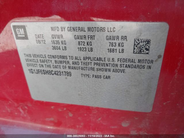 Photo 8 VIN: 1G1JF6SH8C4231789 - CHEVROLET SONIC 