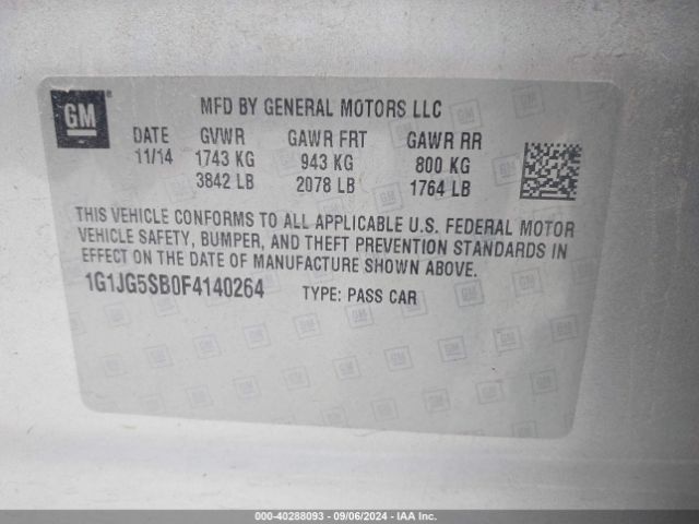 Photo 8 VIN: 1G1JG5SB0F4140264 - CHEVROLET SONIC 