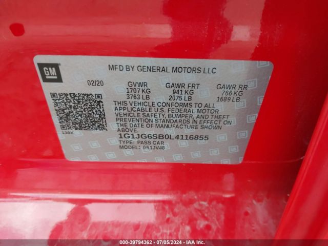 Photo 8 VIN: 1G1JG6SB0L4116855 - CHEVROLET SONIC 